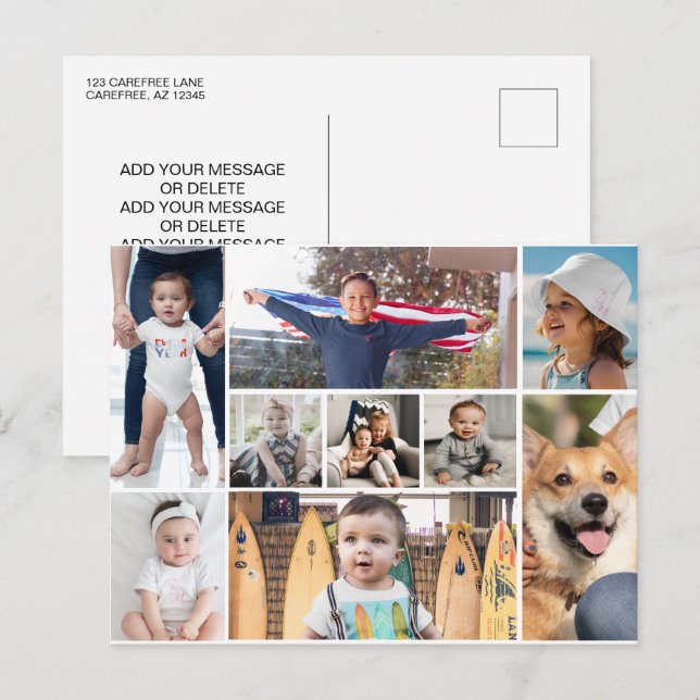 9 bilders fotokollage vykort (Fram/baksida)