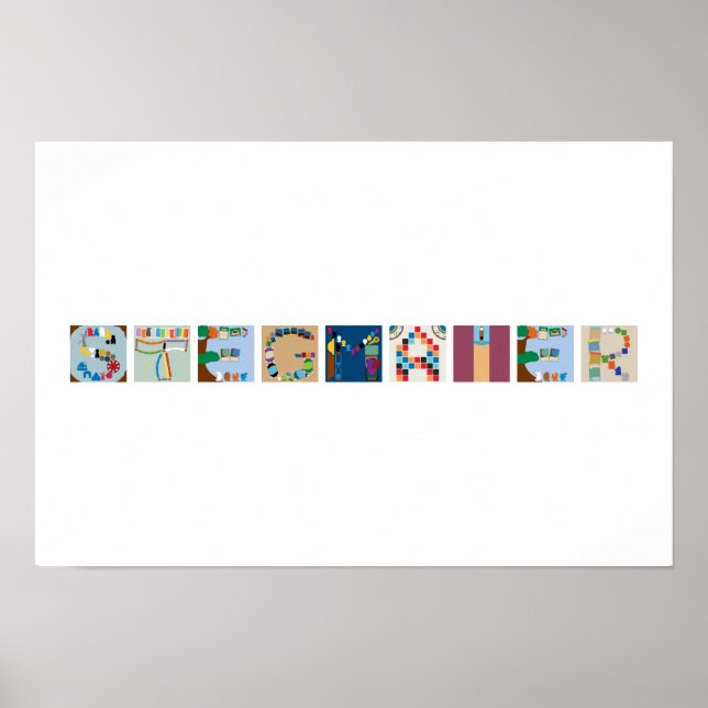 9-bokstavs namn Brädspel Alfabet Poster (Framsidan)