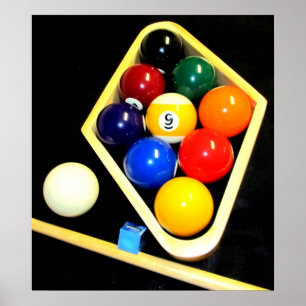 9 BOLL BILLIARDS BASSÄNG ART POSTER