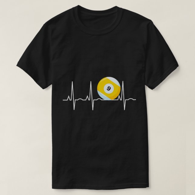 9 Boll Heartslag - Bassäng Player Nine Boll Hearts T Shirt (Design framsida)