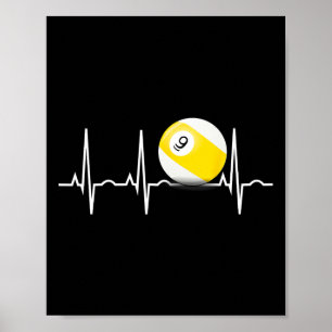 9 Boll Shirt - Bassäng Player Nine Boll Heartslag Poster