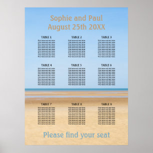 9 Bord Beach-bröllopsdiagram Poster