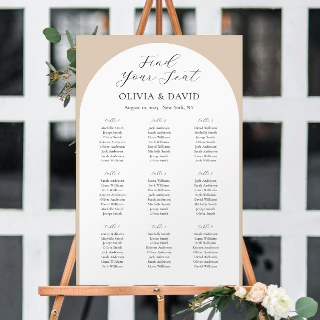 9 Bord Beige Arch Hitta ditt sittplatsschema Poster (Skapare uppladdad)