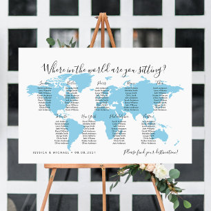 9 Bord Destinations World Map Sittdiagram Poster