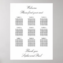 9 Bord Elegant Minimalistisk Placeringsplan