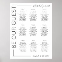 9 bord minimalistisk mall för Bröllop-sätesdiagram