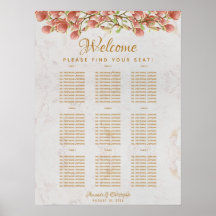 9 Bord Wedding Seating Chart Rosa Magnolia Marmor