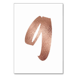 9 Bordsnummer Vit metall Rosa ros Guld