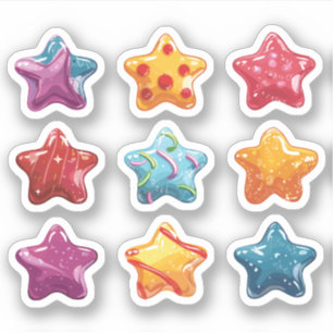 9 Candy Stars Sticker-uppsättning Klistermärken