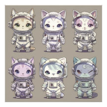 9 Chibi Rymdfarande Kattungar Rymd Besättning