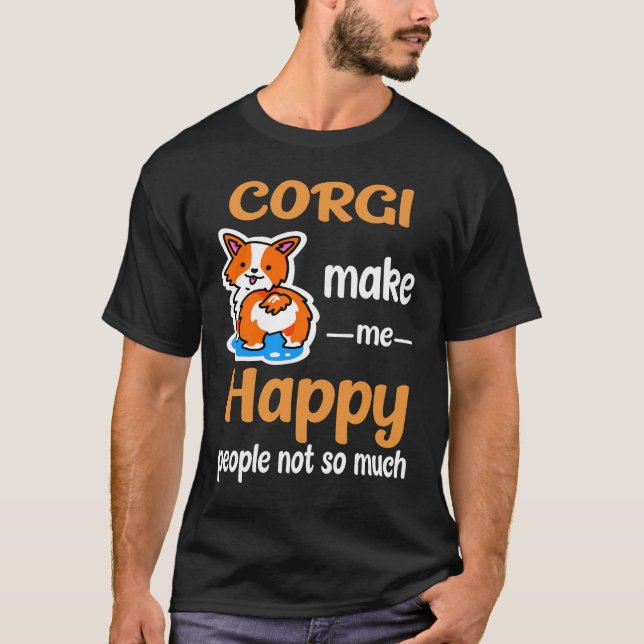 9 Corgi gör mig lycklig T Shirt (Framsida)