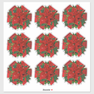9 Crush Proof Poinsettia Gift Wrap Bows 4-meddelan Klistermärken