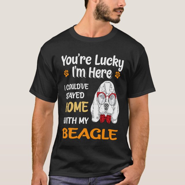 9 Du är lycklig - Hemma med min beagle T Shirt (Framsida)