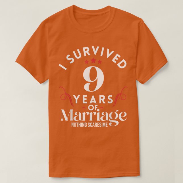 9:e Bröllop-årsdagen 9 år efter Giftermål-paret T Shirt (Design framsida)