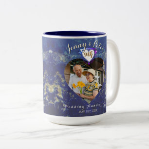 9:e Bröllop-årsdagen Foto Lapis Heart Mugg