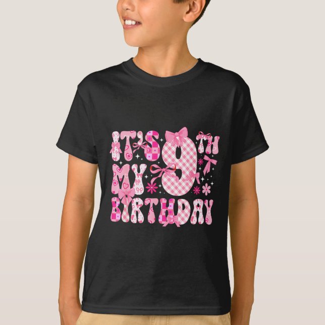 9:e Coquette-tema Födelsedag Nioårig Flicka Co T Shirt (Framsida)