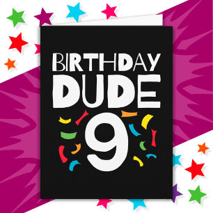 9:e födelsedag 9 Ålder Ålderpojke Party födelsedag Kort
