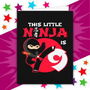 9:e födelsedag 9 Åldrade barn Party Little Ninja 9 Kort