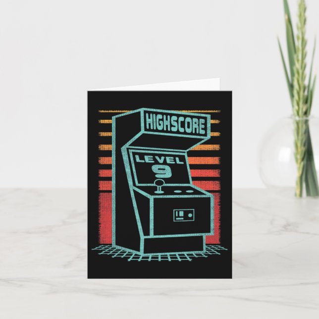 9:e födelsedag, 9:e år gammal Retro-spelarnivå upp Kort (Framsida)