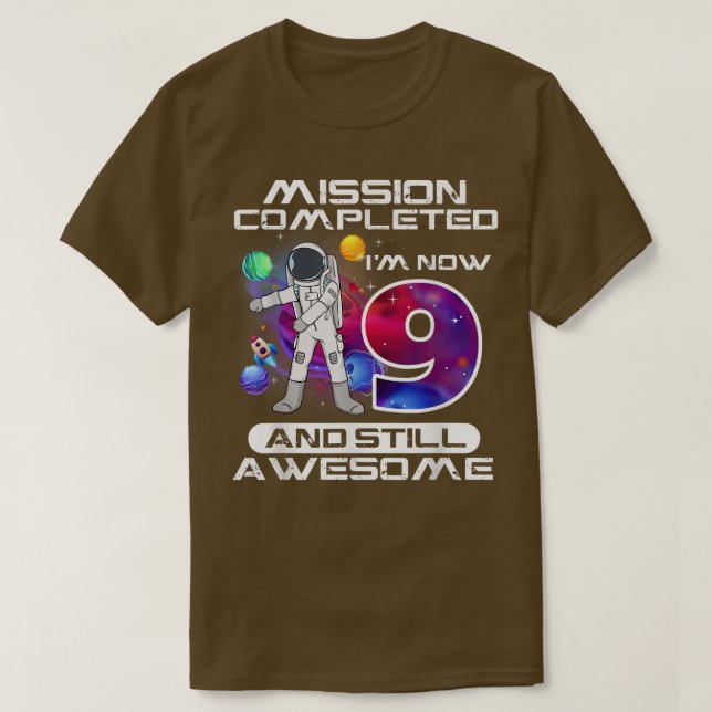 9:e födelsedag Astronaut Space Älskare 9 år gammal T Shirt (Design framsida)