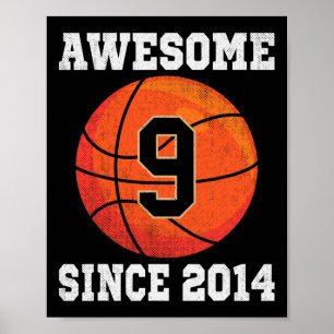 9:e födelsedag Basketball Älskare 9-årig Vintage Poster