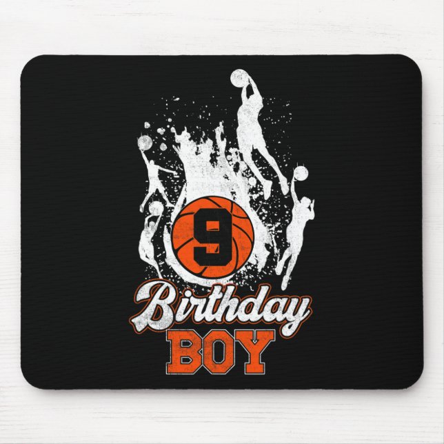 9:e födelsedag Basketboll tema Birthday Boy 9 Yrs  Musmatta (Framsidan)