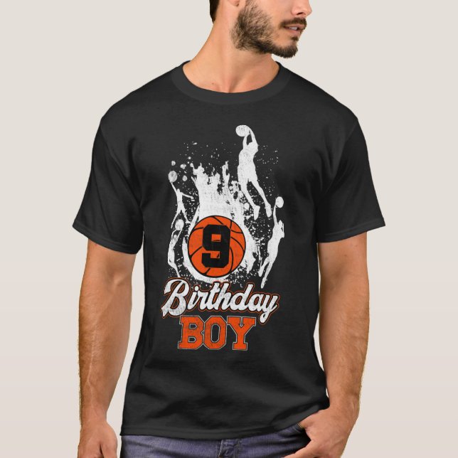 9:e födelsedag Basketboll tema Birthday Boy 9 Yrs  T Shirt (Framsida)