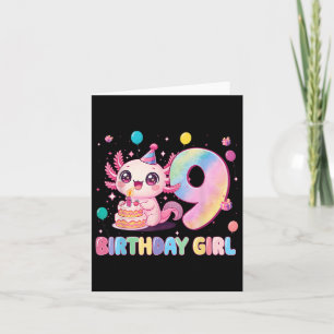 9:e födelsedag Cute Axolotl 9 år gammal Birthda Kort