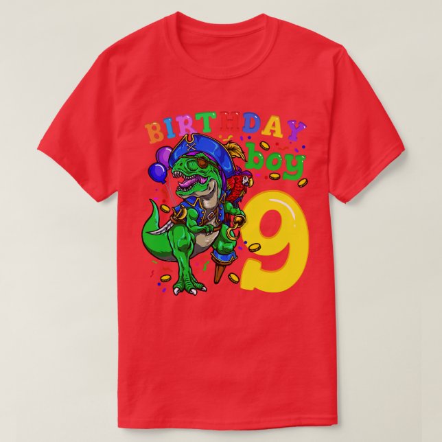 9:e födelsedag Dinosaur Pirat T Shirt (Design framsida)