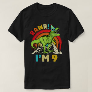 9:e födelsedag Dinosaur T Rex Rawr I är 9 för pojk Shirt