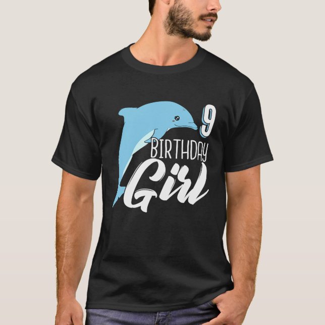 9:e födelsedag Dolphin Party Girl Daughgift T Shirt (Framsida)