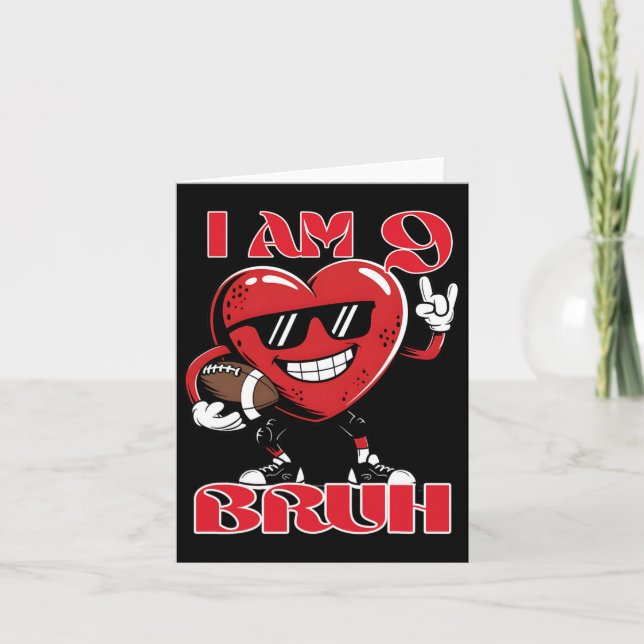 9:e födelsedag Fotboll Heart Bruh Valentine Day B Kort (Framsida)