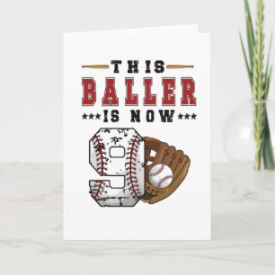 9:e födelsedag - Gammal Baseball Player 9-åring Kort