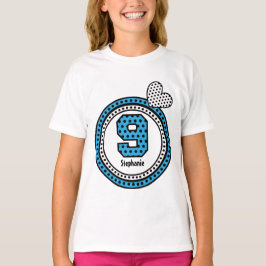 9:e födelsedag Gift Stars Hjärtans anpassade namn  Tee Shirt