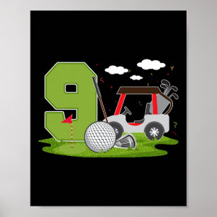 9:e födelsedag Golf 9 år gammal Födelsedagsfest Go Poster