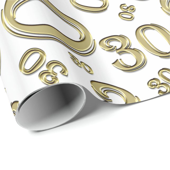 9:e födelsedag guld/vitt slumptal Mönster Presentpapper (Rullad Hörn)