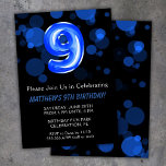 9:e födelsedag: Kids Blue Boy Party Inbjudningar<br><div class="desc">9:e födelsedag ungar pojke blå party 9:e födelsedagsfest inbjudan i en 9-årig pojke med modernt skript och roligt blå folie ballonger.</div>