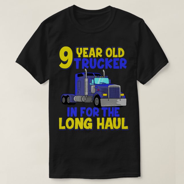 9:e födelsedag Lastbil Trucker Kids Lastbil Driver T Shirt (Design framsida)