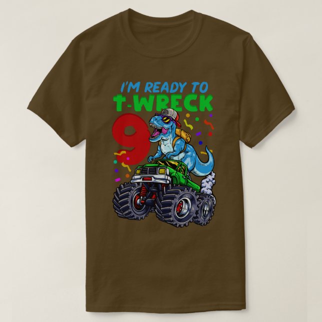 9:e födelsedag Monster Lastbil T Rex Shirt (Design framsida)