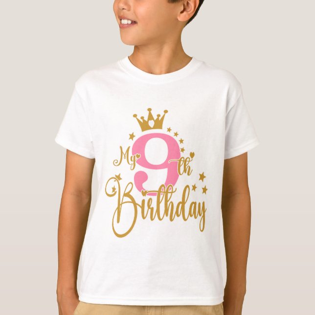 9:e födelsedag prinsessan 9:e födelsedag t-shirt (Framsida)