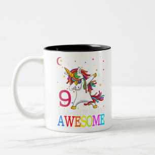 9:e födelsedag: Unicorn Party Gift 9 år Två-Tonad Mugg