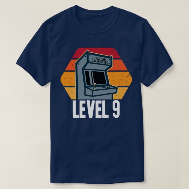 9:e födelsedagen 9 år gammal videospelsnivå 9 Retr T Shirt (Design framsida)