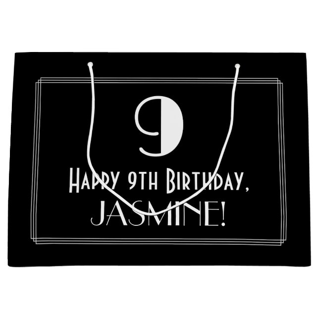 9:e födelsedagen: Art Deco Inspired Stil "9", Namn (Framsidan)