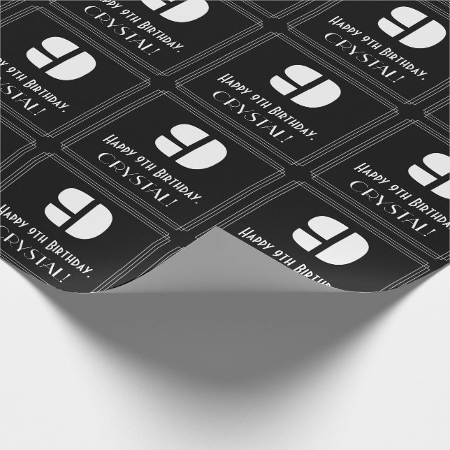 9:e födelsedagen: Art Deco-inspirerat utseende "9" Presentpapper (Hörn)