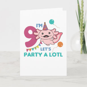 9:e födelsedagen Axolotl 9:e år gamla Cute Axolotl Kort