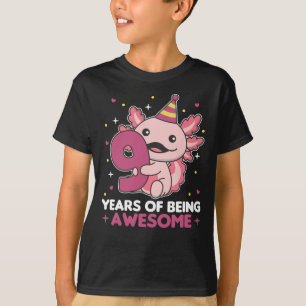 9:e födelsedagen Axolotl 9:e år gamla Cute Axolotl T Shirt