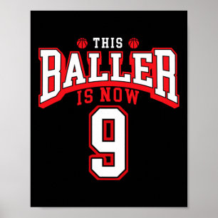 9:e födelsedagen Basketball Älskare 9-årsdagen Poster