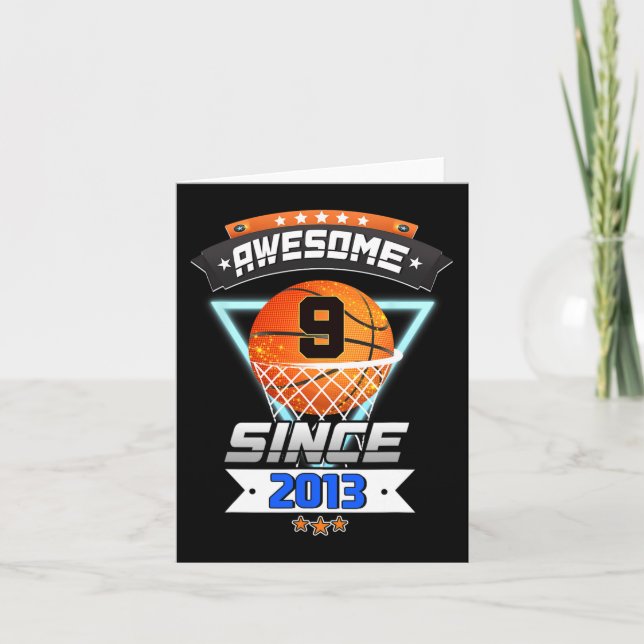 9:e födelsedagen Basketball Player 9 ÅRS Gi Kort (Framsida)