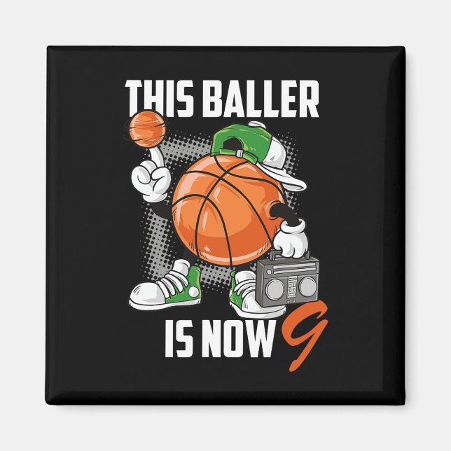 9:e födelsedagen Basketball Player Roligt 9 år gam Magnet (Framsidan)