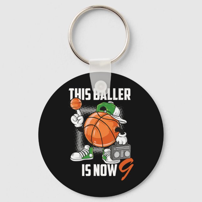 9:e födelsedagen Basketball Player Roligt 9 år gam Nyckelring (Framsida)